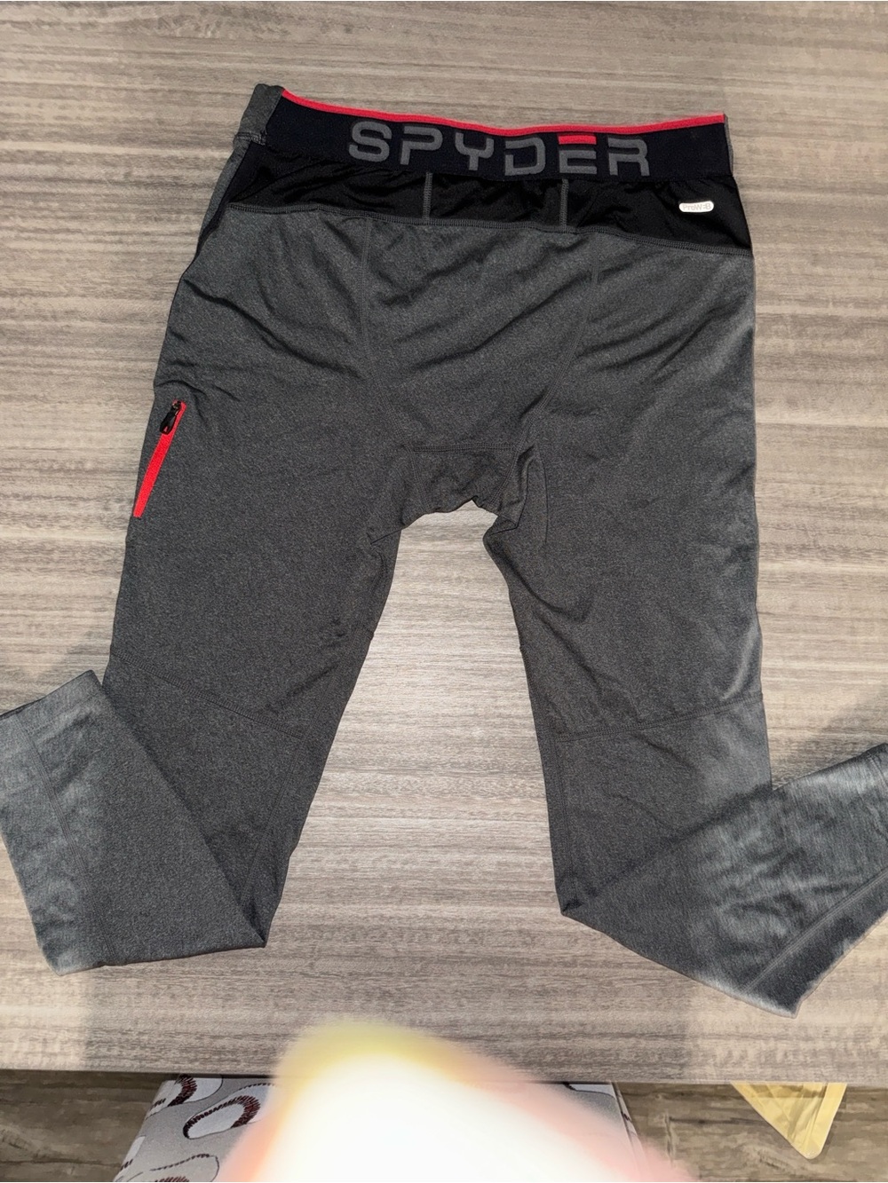 Spyder Gray Athletic Leggings with Red Accent - Picture 2 of 4